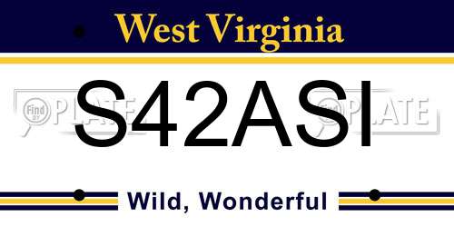 S42ASI West Virginia License Plate