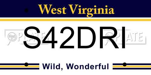 S42DRI West Virginia License Plate
