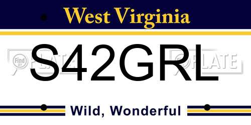 S42GRL West Virginia License Plate