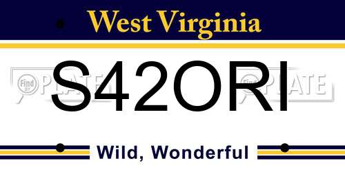 S42ORI West Virginia License Plate