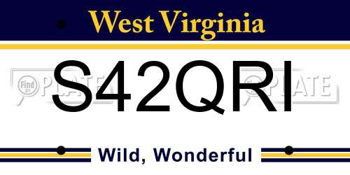 S42QRI West Virginia License Plate