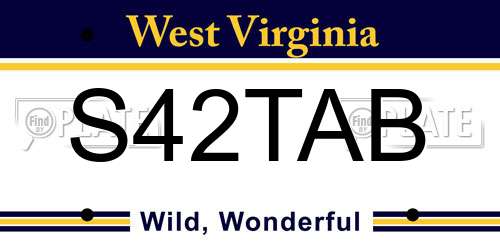S42TAB West Virginia License Plate