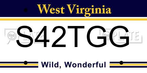 S42TGG West Virginia License Plate