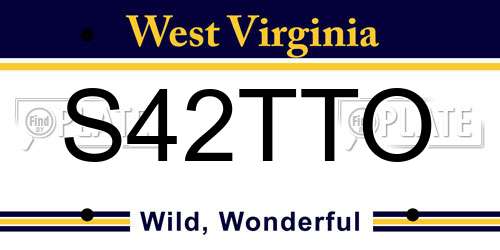 S42TTO West Virginia License Plate