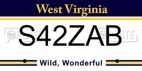 S42ZAB West Virginia License Plate