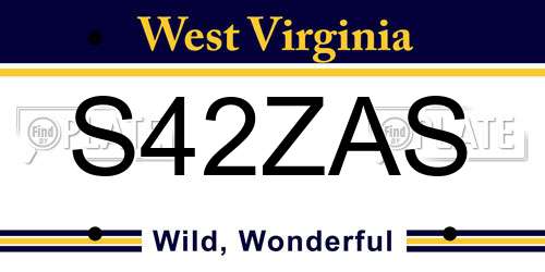 S42ZAS West Virginia License Plate