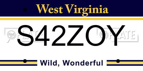 S42ZOY West Virginia License Plate