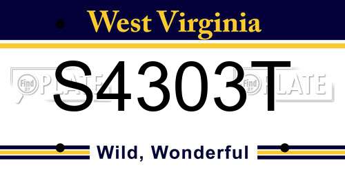 S4303T West Virginia License Plate