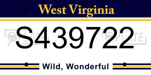 S439722 West Virginia License Plate