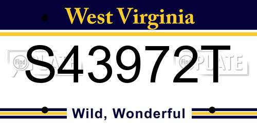 S43972T West Virginia License Plate