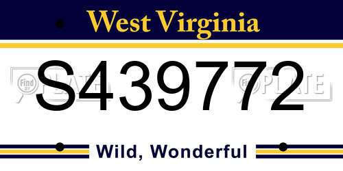S439772 West Virginia License Plate