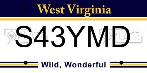 S43YMD West Virginia License Plate