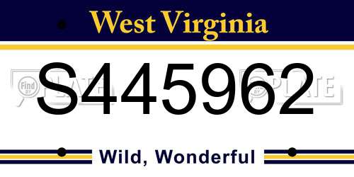 S445962 West Virginia License Plate