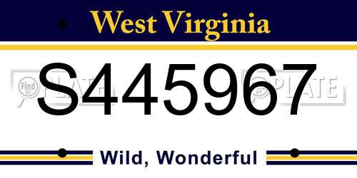 S445967 West Virginia License Plate