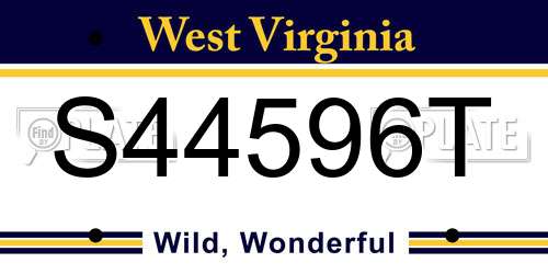 S44596T West Virginia License Plate