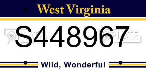 S448967 West Virginia License Plate