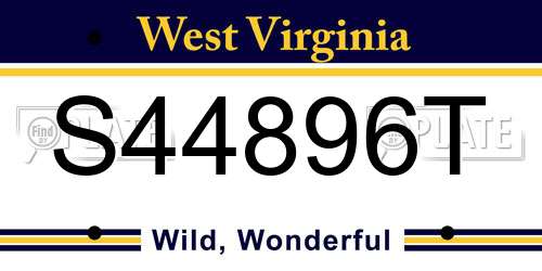 S44896T West Virginia License Plate