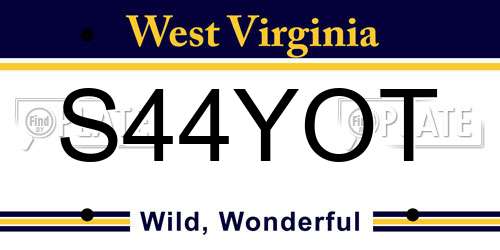 S44YOT West Virginia License Plate