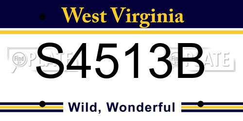 S4513B West Virginia License Plate
