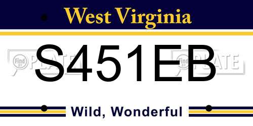 S451EB West Virginia License Plate