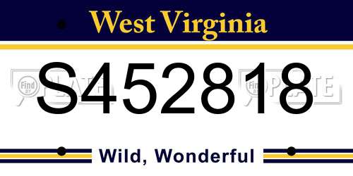 S452818 West Virginia License Plate