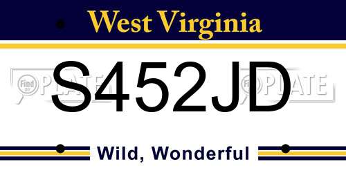 S452JD West Virginia License Plate