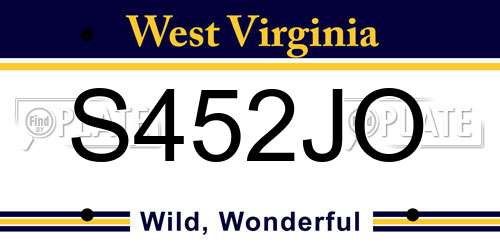 S452JO West Virginia License Plate