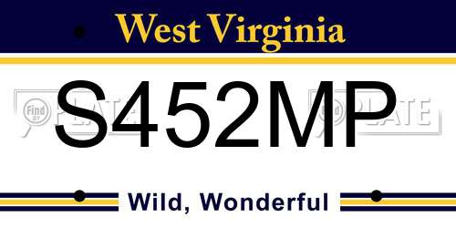S452MP West Virginia License Plate