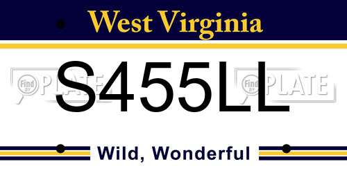S455LL West Virginia License Plate