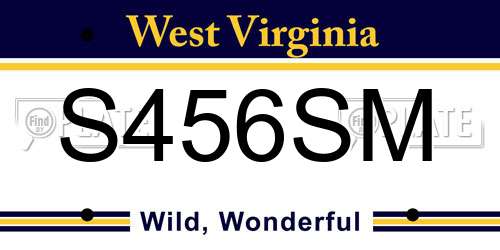 S456SM West Virginia License Plate
