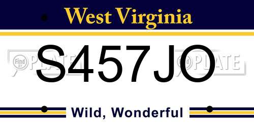 S457JO West Virginia License Plate