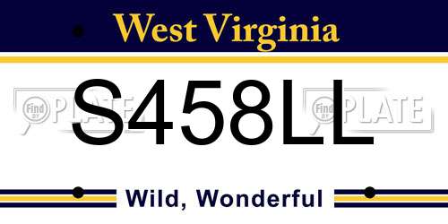 S458LL West Virginia License Plate