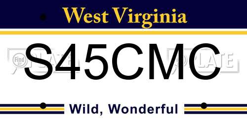 S45CMC West Virginia License Plate