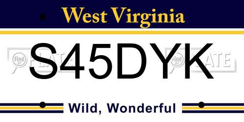 S45DYK West Virginia License Plate