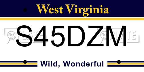S45DZM West Virginia License Plate
