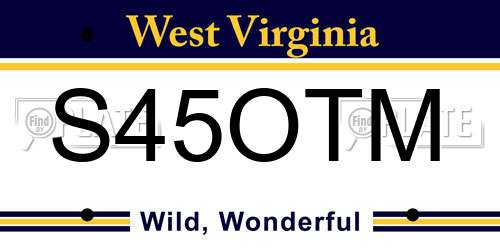 S45OTM West Virginia License Plate