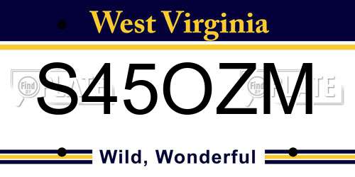 S45OZM West Virginia License Plate