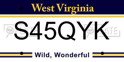 S45QYK West Virginia License Plate