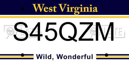 S45QZM West Virginia License Plate