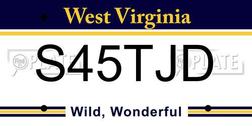 S45TJD West Virginia License Plate