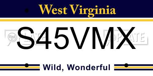 S45VMX West Virginia License Plate