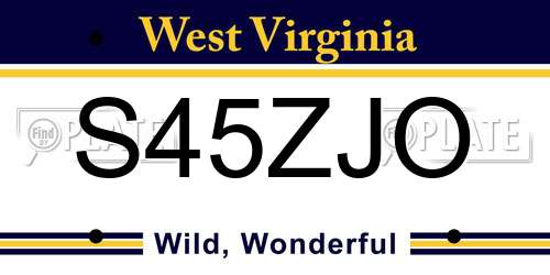 S45ZJO West Virginia License Plate