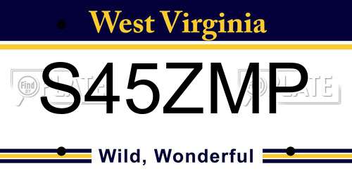 S45ZMP West Virginia License Plate