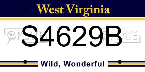 S4629B West Virginia License Plate