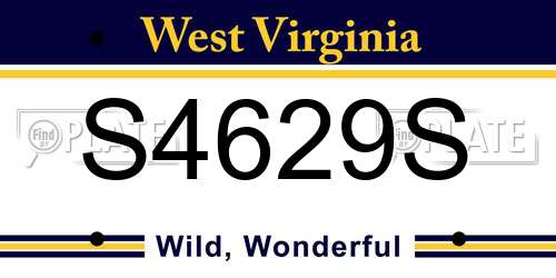 S4629S West Virginia License Plate