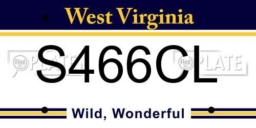 S466CL West Virginia License Plate