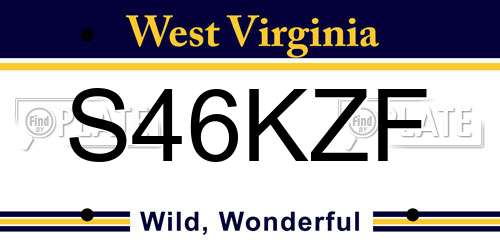 S46KZF West Virginia License Plate