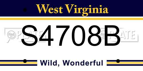 S4708B West Virginia License Plate