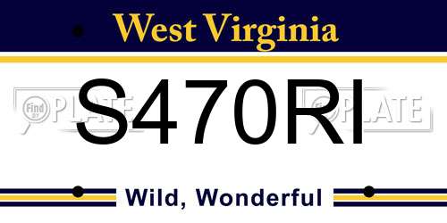 S470RI West Virginia License Plate