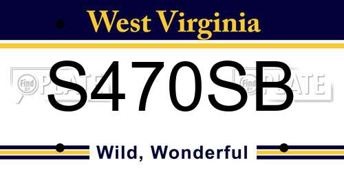 S470SB West Virginia License Plate